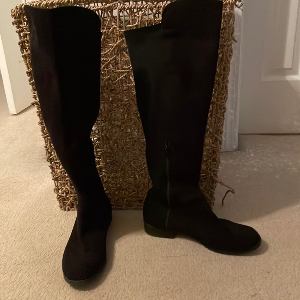 Size 11, Black, over the knee boots. Wide calf